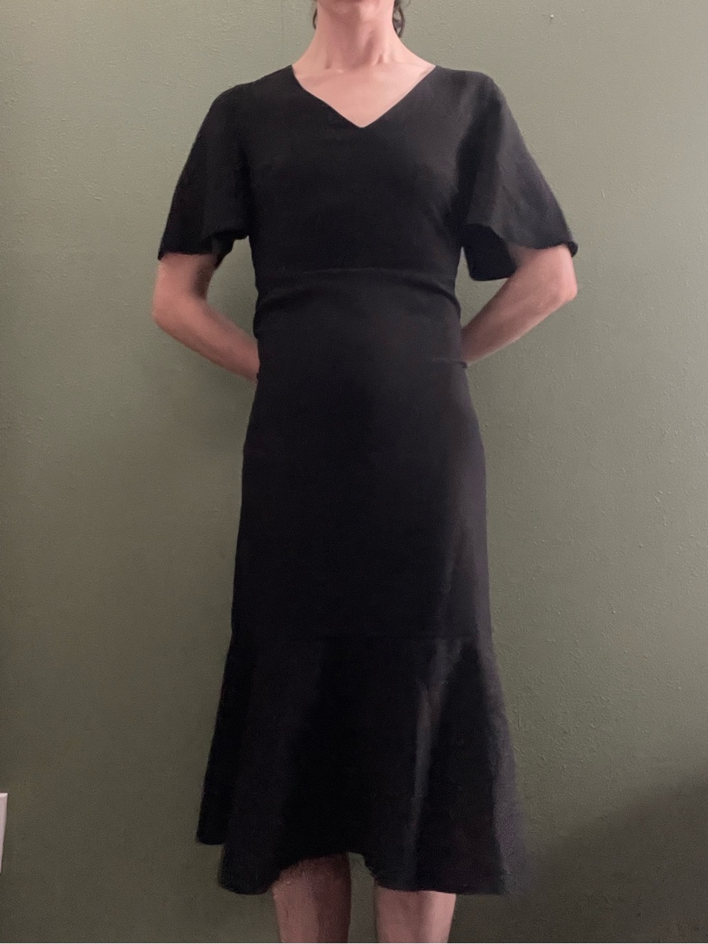 Elegant Black Banana Republic V-Neck Midi Dress